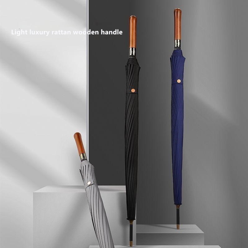 Golf Umbrella Large - Ombrello Automatico con Manico in Legno,