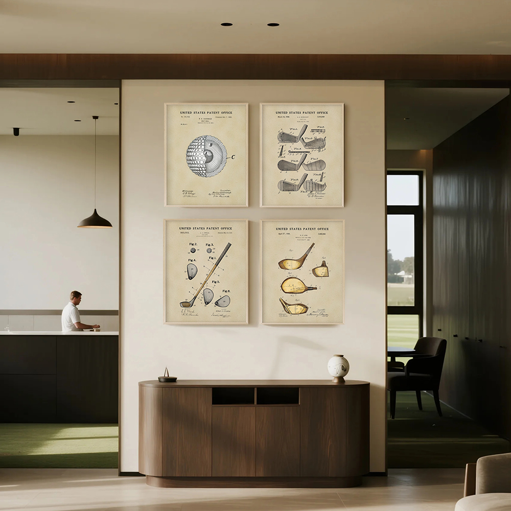 Golf Equipment Industry - Stampe d'arte vintage con brevetti di