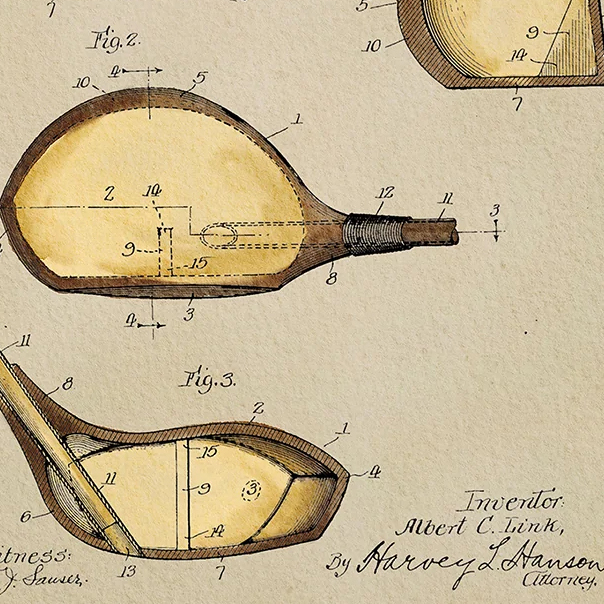 Stampe d'arte vintage con brev - Golf Equipment Industry recensione e prezzo